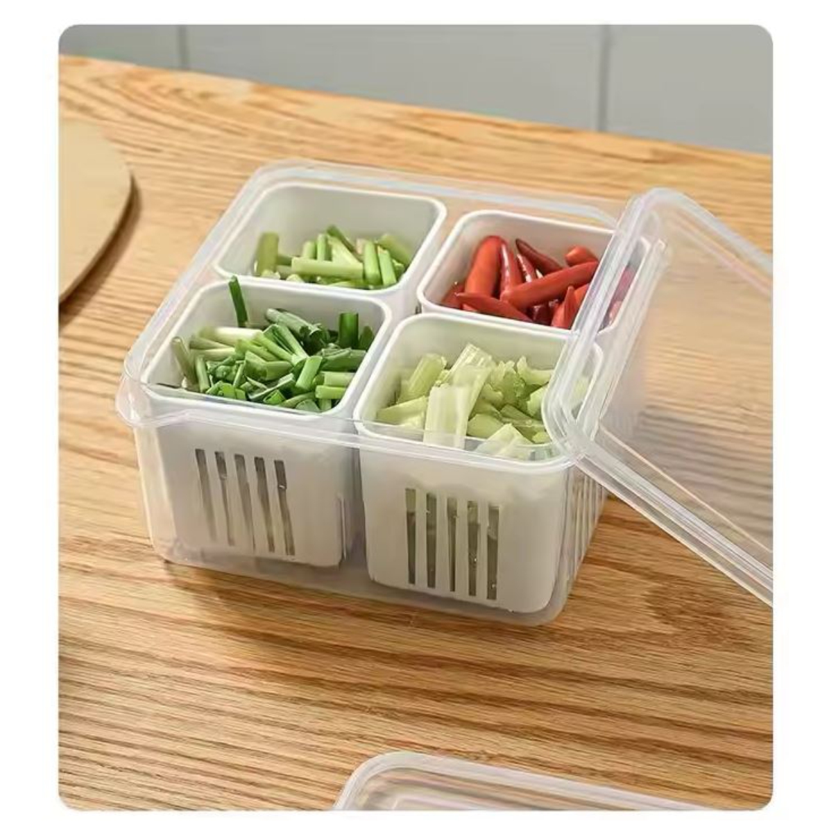 Vista 3 de Contenedor y drenaje Hermetico Alimentos - Caja de almacenamiento: 6Rejillas